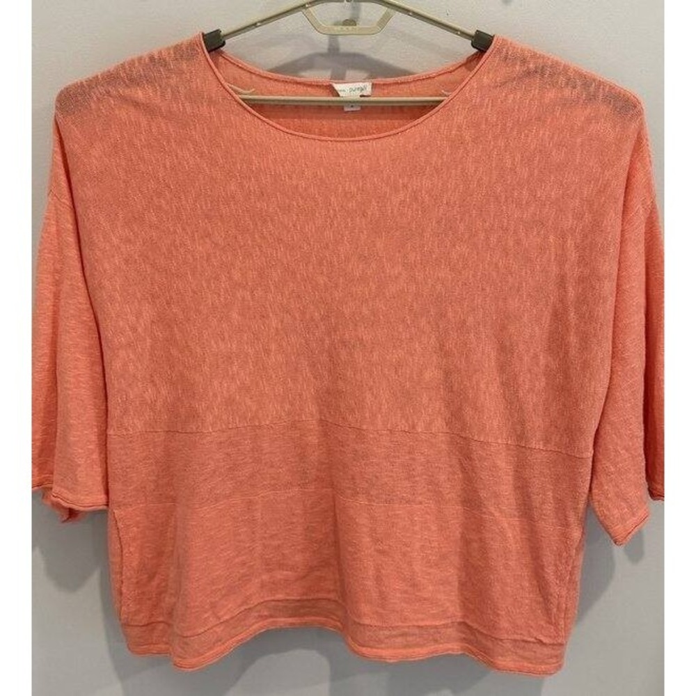 J Jill Pure Jill Kimono‎ Peach Pink Lagenlook Cotton Linen Shirt Pockets Size M